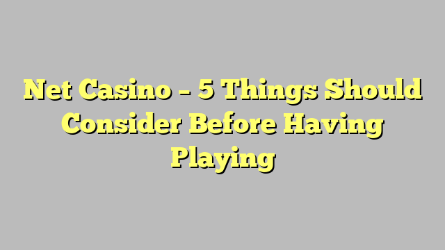 Net Casino – 5 Things Should Consider Before Having Playing